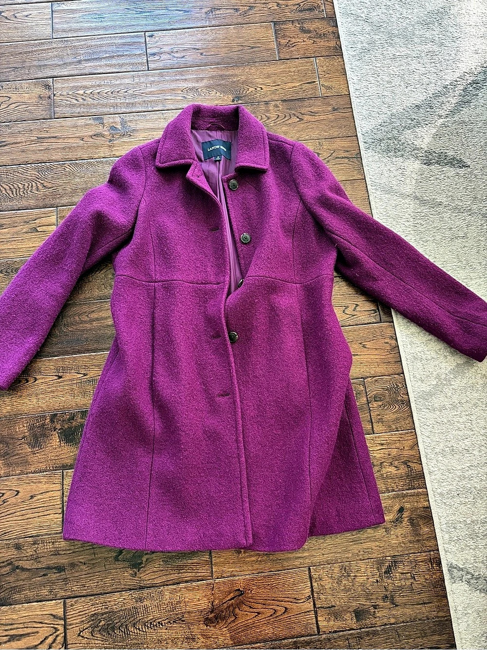 Lands' End Plum Wool Blend Coat Size 16